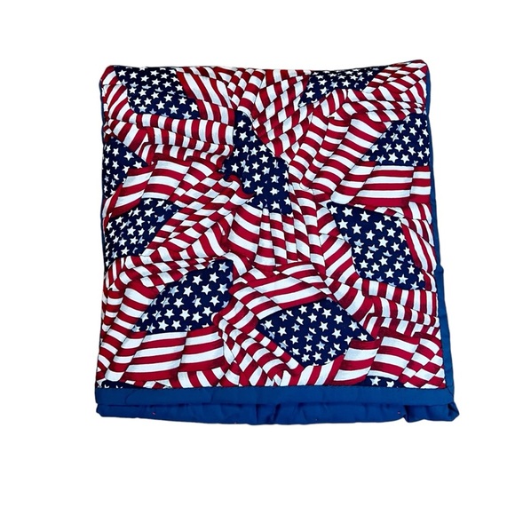 Handmade Quilted Pillow Quillow American Flag Mini Square Patchwork - Picture 13 of 16